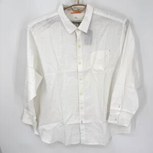 Tommy Bahama Relax  Sea Glass Breezer 100% Linen Button down Shirt White 2XL NWT